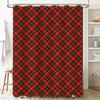Red Plaid Shower Curtain Waterproof Bathroom Decor Customizable Size Home Decoration Red Pattern Shower Curtains
