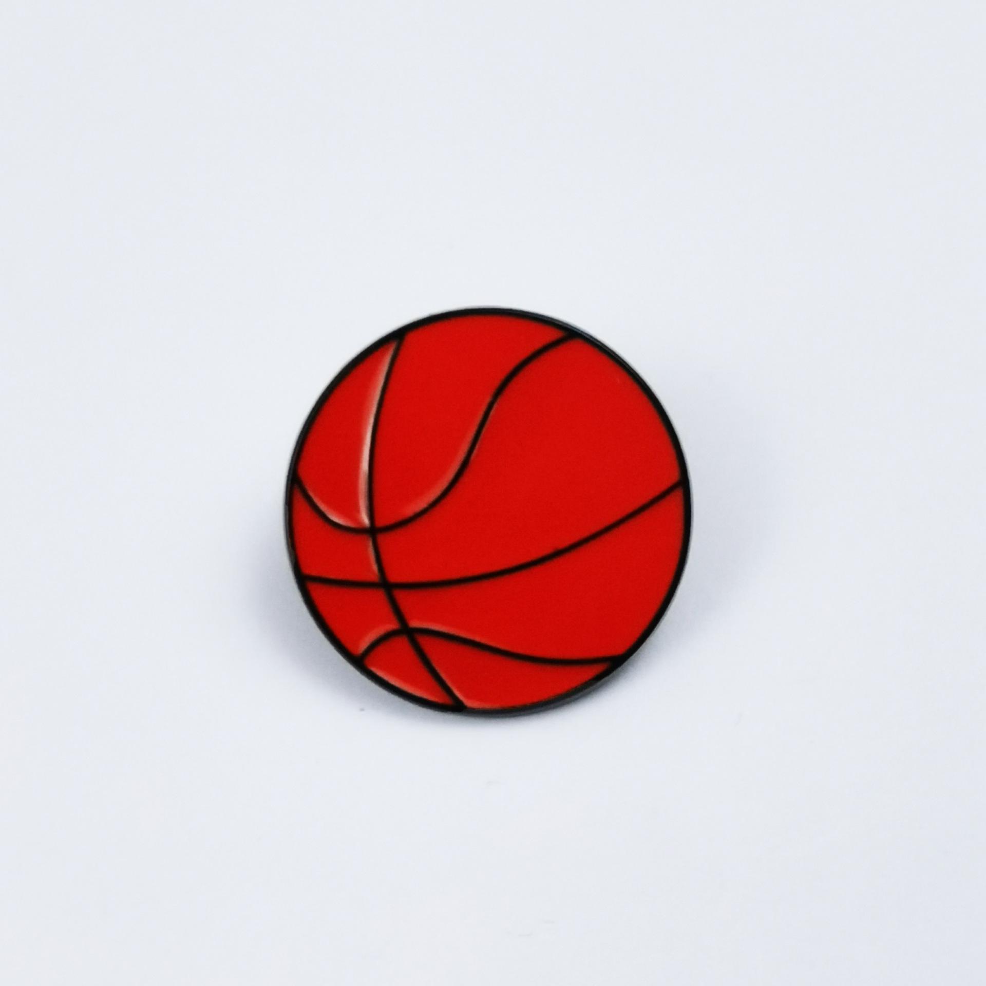 Creative Cartoon Sports Brooch: Basketball/Football Backpack Accessory, Drip Oil Alloy Decorative Badge