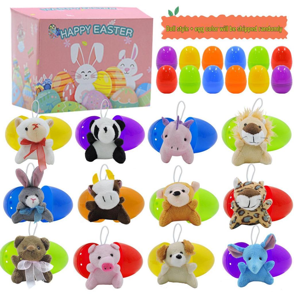 Ostereier Spielzeug - Bedruckte Plastik-Öffnungseier mit DIY-Hasen Gashapon Geschenken