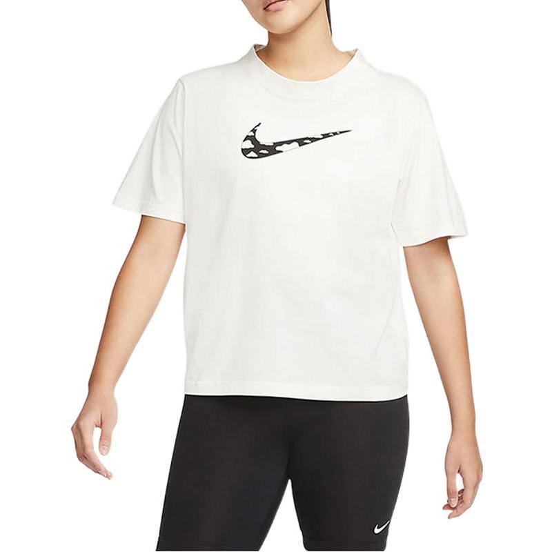 Nike Loose Fit Round Neck Short Sleeve T-Shirt With Back Letter Pattern Women Tops Sail-White DQ3308-133