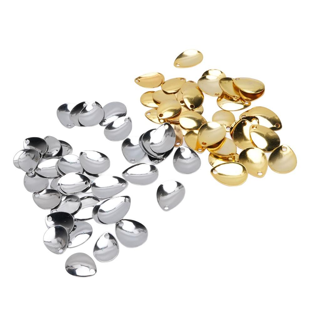 80PCS Gold and Silver Fishing Spoon Rigs with Box Fishing Spinner Blades Fishing Lure Accessories