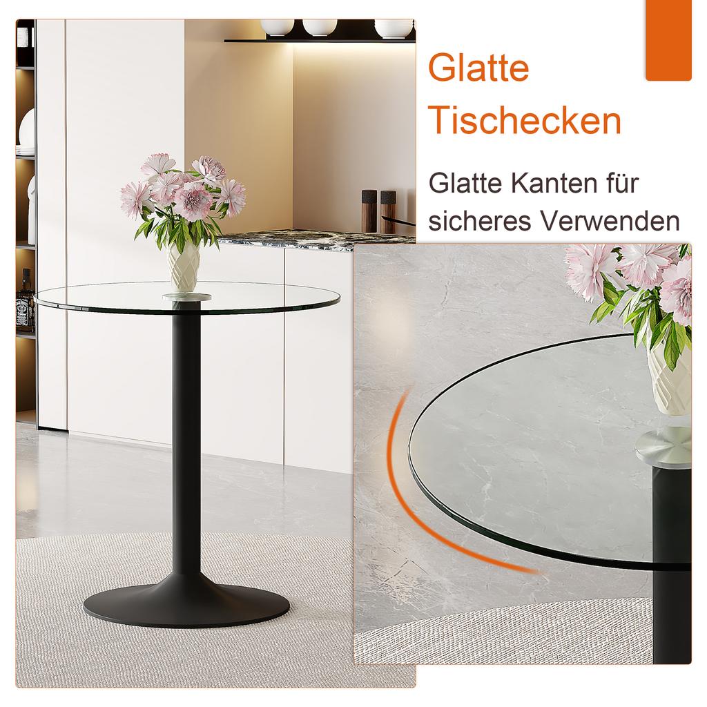Modern Minimalist Round Bar Table Made of Tempered Glass: Diameter of 89 Cm, Height of 92 Cm, Ideal for a Slightly Luxurious Atmosphere.