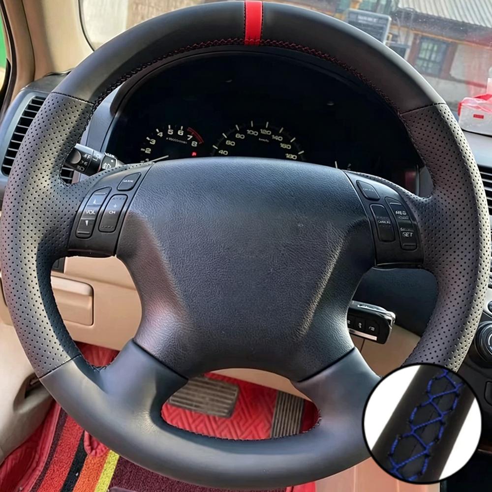 Car Accessories Hand-stitched Black Microfiber Leather 2003-2007 Odyssey 2005-2010 Steering Wheel Cover For Honda Accord 7