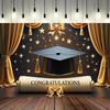 Golden Graduation Cap&Diploma Design Party Banner,for Celebrations,Home&Garden Events,Photo Studio Backdrop,Festivities,Graduation Party Decor