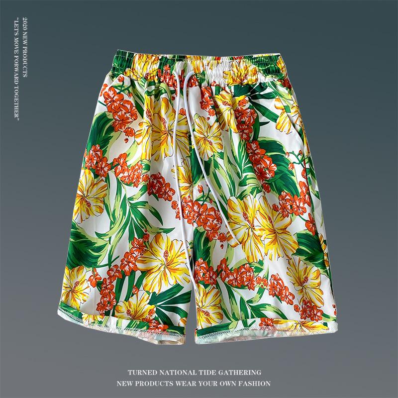 

Чоловічі вільні гавайські шорти з квітковим принтом великого розміру для пляжу - Швидкосохнучі, модні, п ятиточкового дизайну для пар 2XL