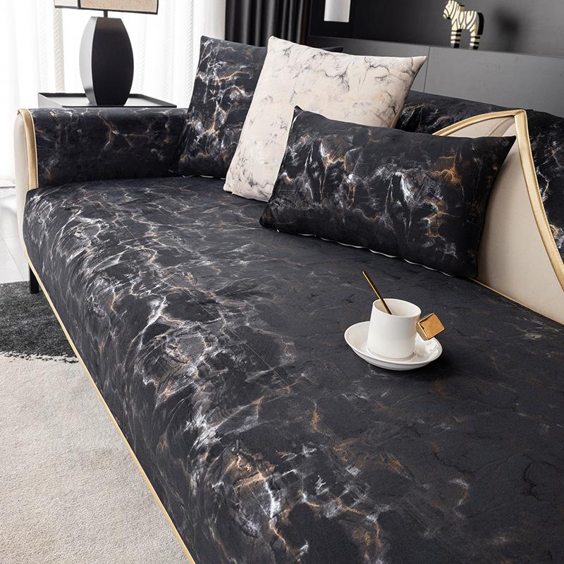 Lehký luxusní polštář na pohovku se zlatým okrajem Horký potah na pohovku žinylkový potah na pohovku univerzální pro všechna roční období Protiskluzové potahy na pohovku