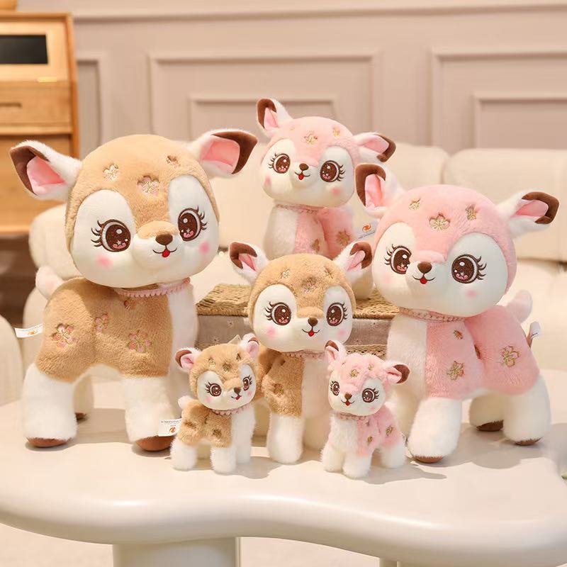 Muñeco de Ciervo Sika de 15/25/33 cm Juguete de Peluche Relleno Muñeco Hecho a Mano Dibujos Animados Anime Almohada Linda Regalo de Cumpleaños para Niños Muñeco Divertido