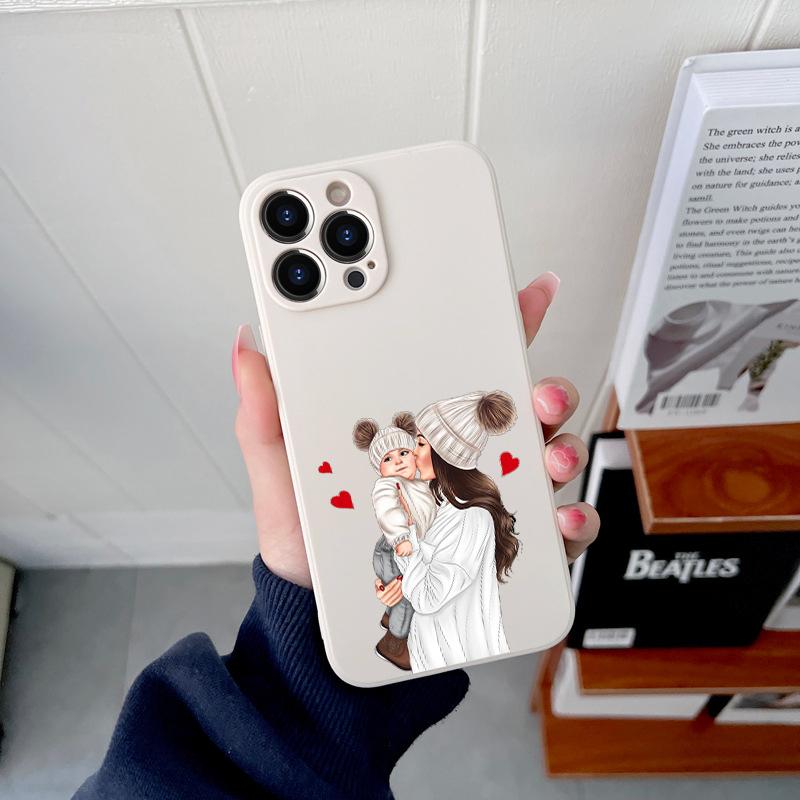 Queen Hair Baby Mom Girl Original Square Liquid Phone Case For iPhone 14 11 12 13 Pro Max Mini X XS XR 7 8 Plus SE2 DIY Cover