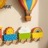 Kreslené Dřevěné Samolepky na Zeď 4ks Vlak Horkovzdušný Balón 3D Dřevěná Dekorace, Barevná Dětská Herní Místnost Umělecká Dekorace Zavěšení do Místnosti, Vzdělávací Ozdoba do Dětského Pokojíčku pro