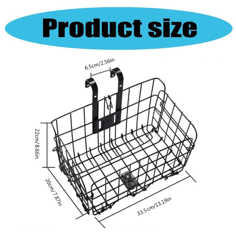 Metal Front Handlebar Bicycles Basket Mountain Bike Folding Hanging Basket with Removable Liner Bag Bike Accessories