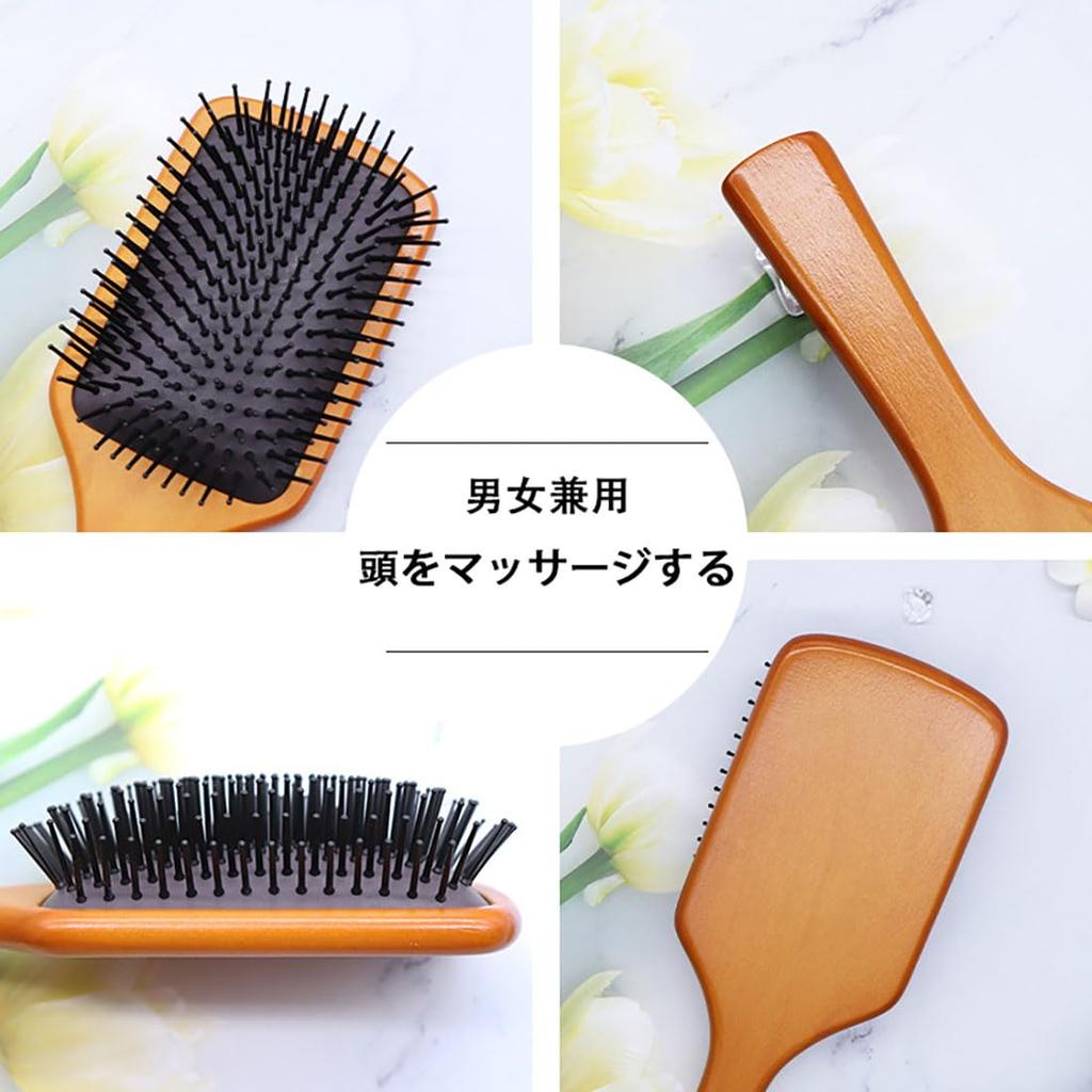 Wooden Hair Paddle Scalp Improves Hair Softens Scalp Beautiful Suitable for and Styling Brush, Anti-Static, Wet/Dry Use, Massage, Quality, Tangle-Free