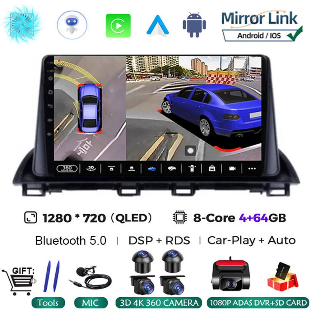 For Mazda 3 Axela 2014 - 2019 Android 14 Car Radio Multimedia Radio Player GPS Navigation Video Stereo Audio Head Unit 2DIN DVD