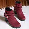 Fashion Women's Retro High Heel Ankle Boots Square Heel Woman Suede Leather Boots Female Round Toe Belt Buckle Platform Short Botines