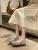 Fashion Rhinestone breathable retro flat ballet shoes female 2025 spring a stirrup granny shoes with skirt soft bottom single shoes tide
