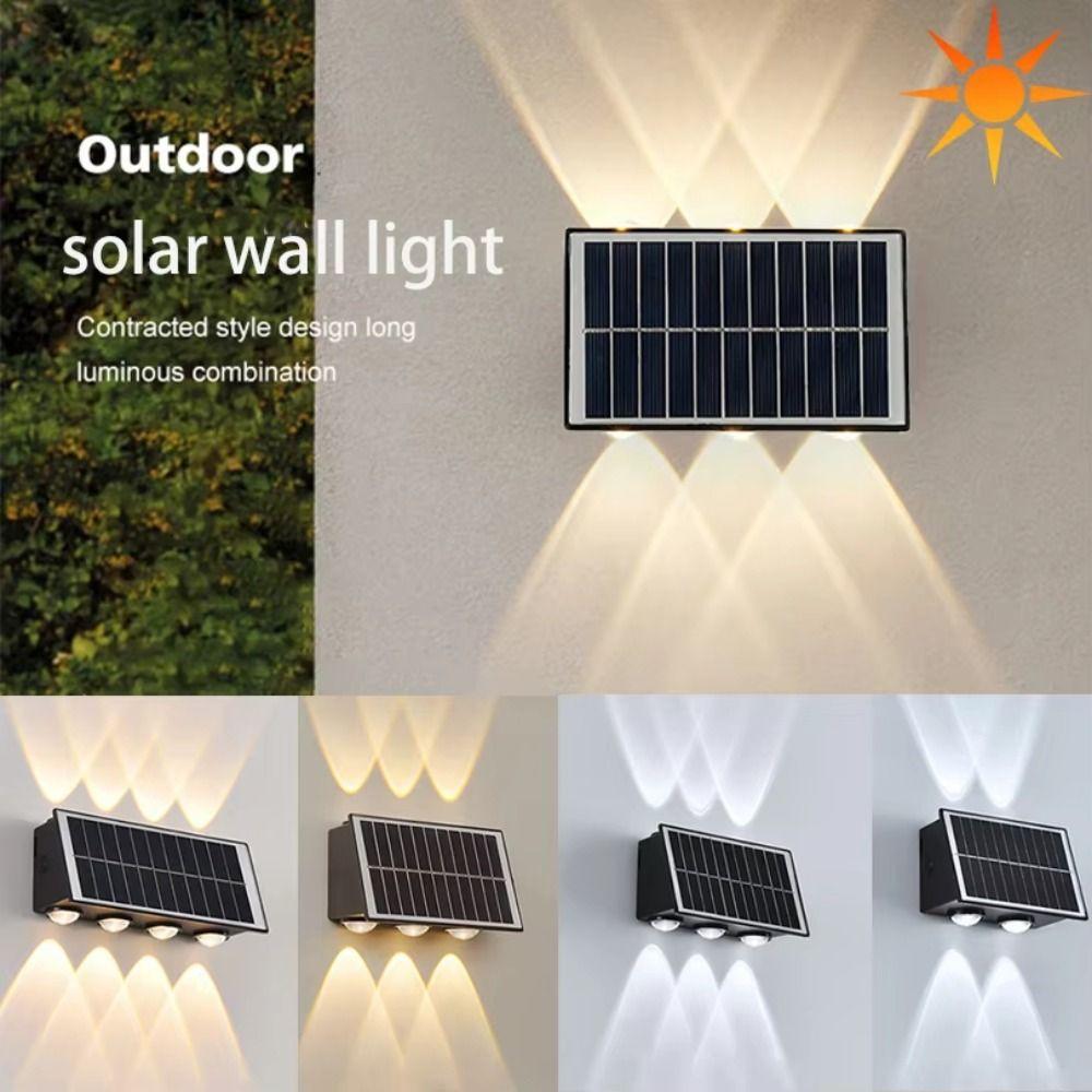 

Up and Down 4/6/8 LED Solar Light IP65 Waterproof Fence Solar Lamp Decor 4 Heads White Light