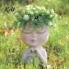 Indoor Outdoor Garden Decor Face Planter Pot, Cute Resin Head Vase for Succulents Flowers, Decorative Flower Pots Unique Bedroom Desk Shelf