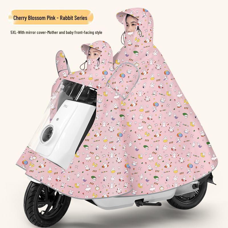 Parent-Child Raincoat for 2025: XL Front-Mounted Electric Scooter Double-Person Poncho