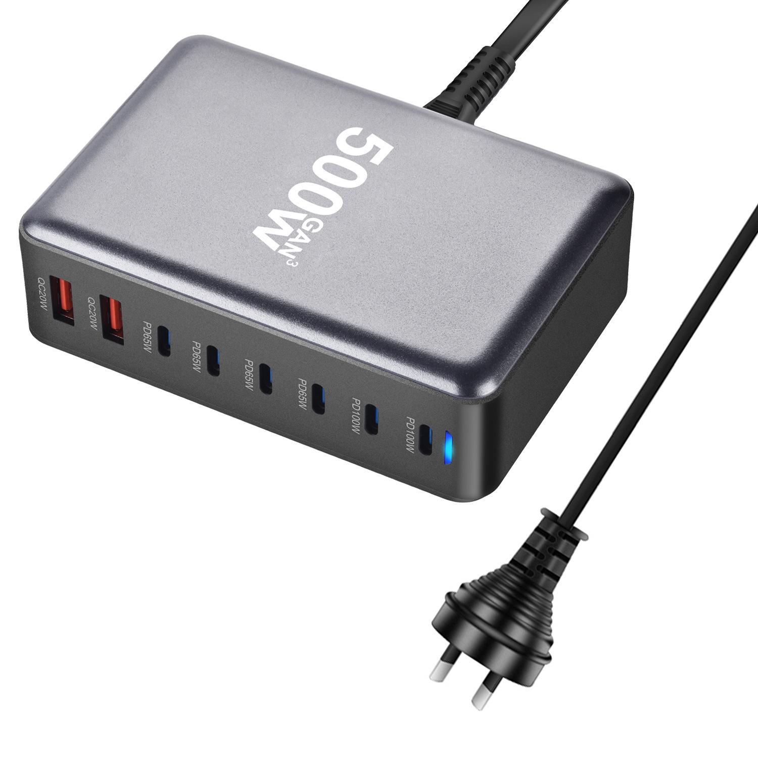 500W Gallium Nitride PD 8-Port Multi-function Desktop Charger