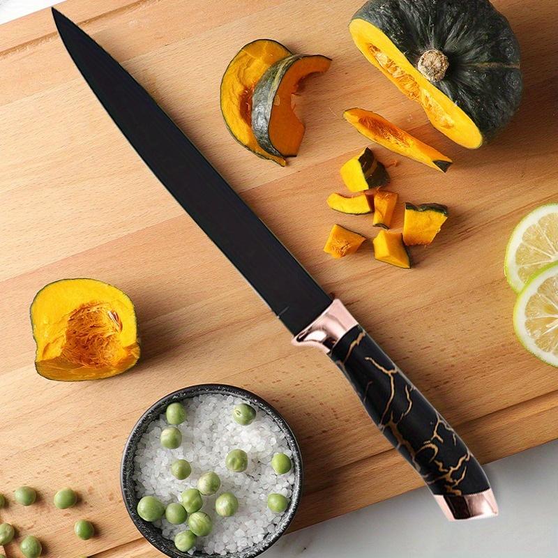 7PCS Stainless Steel Utility Knife Chef Knife Kitchen Knife Multi-tool Knife Stand Kitchen Scissors Fruit Knife Bread Knife Cooking Tool Set