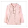 Mom's Elegant Chinese-Style Satin Embroidered Lace Shirt with Three-Quarter Sleeves