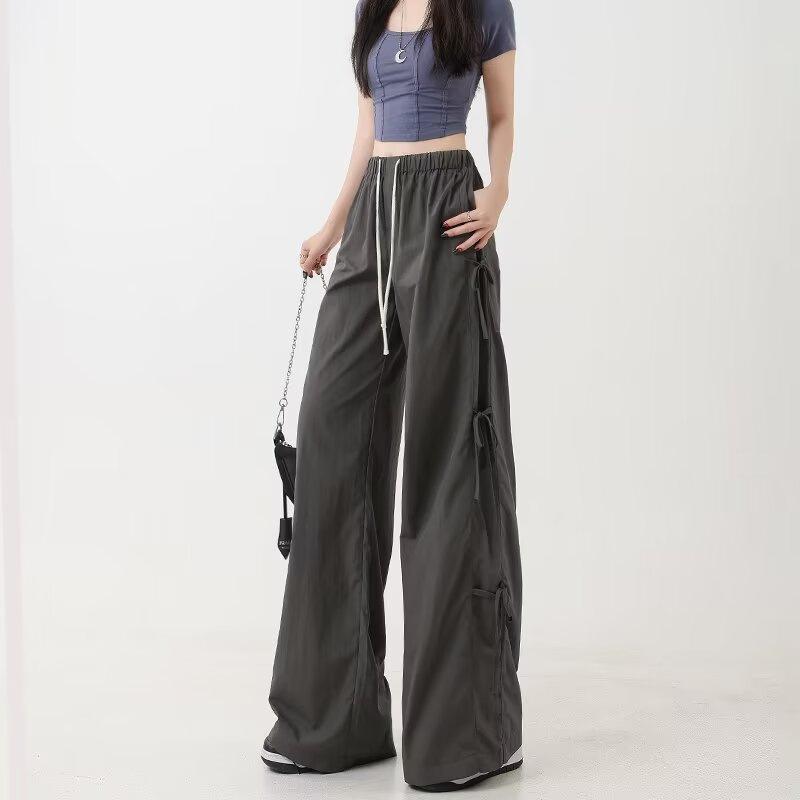 Pantaloni de lucru retro subțiri pentru tineret sport Sprint pantaloni pentru femei în vară noi drepte largi casual pantaloni largi cu picior larg