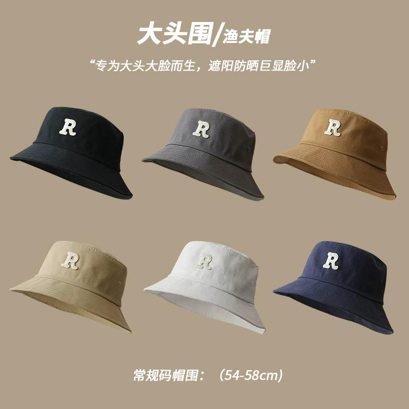 R standard bucket hat female wide brim shows small face big face round face can wear sun hat spring and autumn couple basin hat