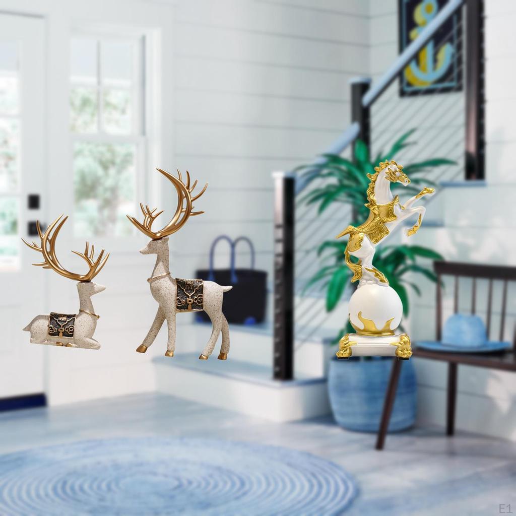 Modern Reindeer Statue Collection Horse Figurine Animal Sculpture Ornaments for Living Room Bedroom