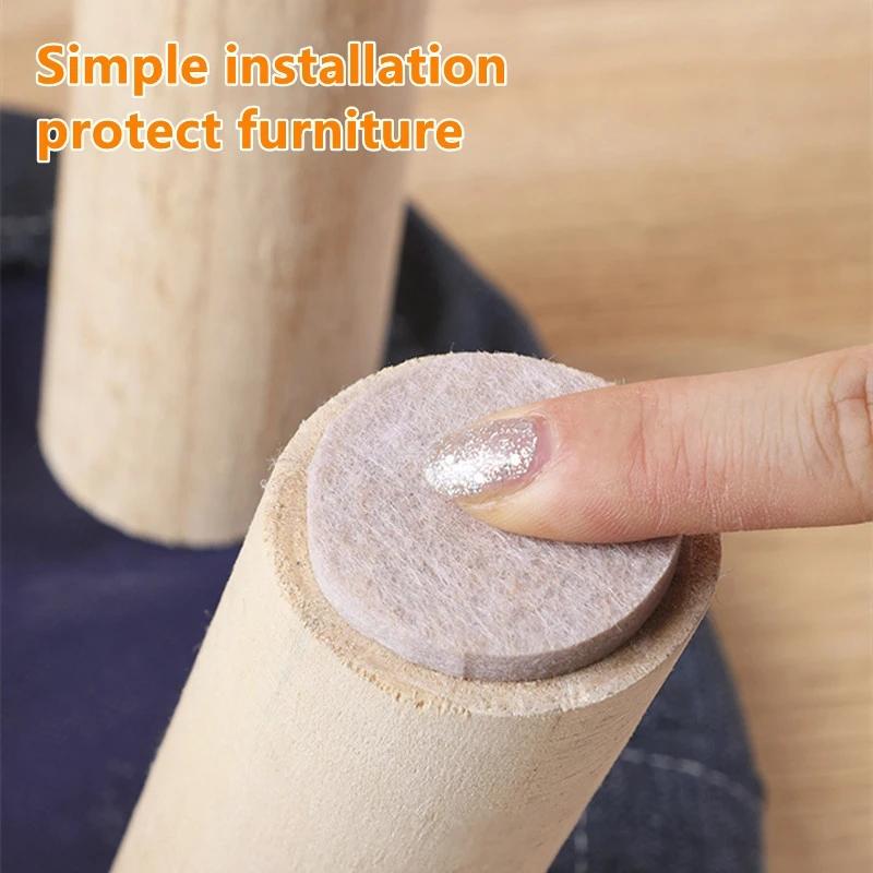 72pcs Self Adhesive Felt Chair Leg Pads Wood Floor Protectors Furniture Legs Table Leg Covers Round Bottom Anti-Slip Pads Set