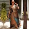 EDOLYNSA Multicolored Kaftan Bohemian Printed V-neck Batwing Sleeve Maxi Dress Women Beachwear Half Sleeve Maxi Dress Robe Q1342