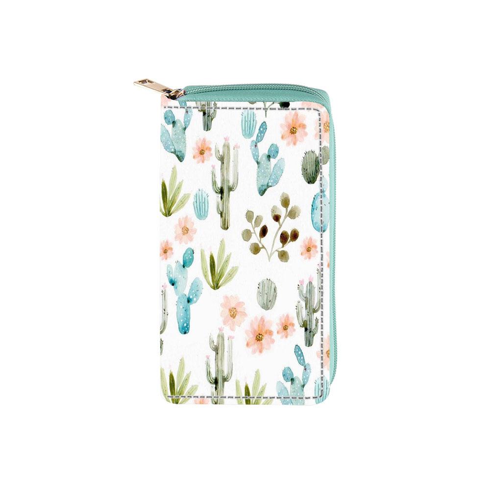 New cactus ethnic style long zipper wallet, clutch bag wallet proofing