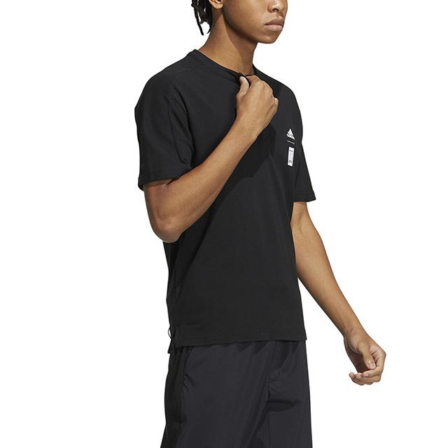 adidas T Shirts Men's Black Crew Neck Moderate Straight Fit HE5172