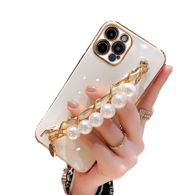 Applicable To Apple 16 Mobile Phone Case Silicone 1413 Full-inclusive IPhone 15promax Pearl Bracelet High-end Feeling