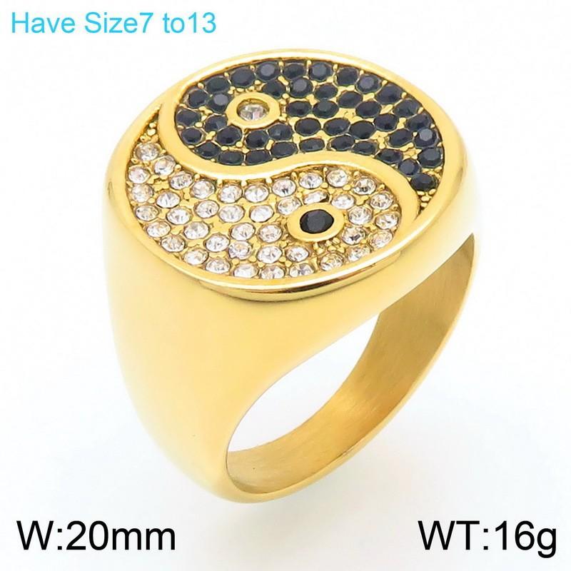 

Квадратная печать с головой льва, гаечный ключ для пальца, хип-хоп, полностью бриллиантовое кольцо из титановой стали для мужчин с фигурой креста Тай-цзи No. 9