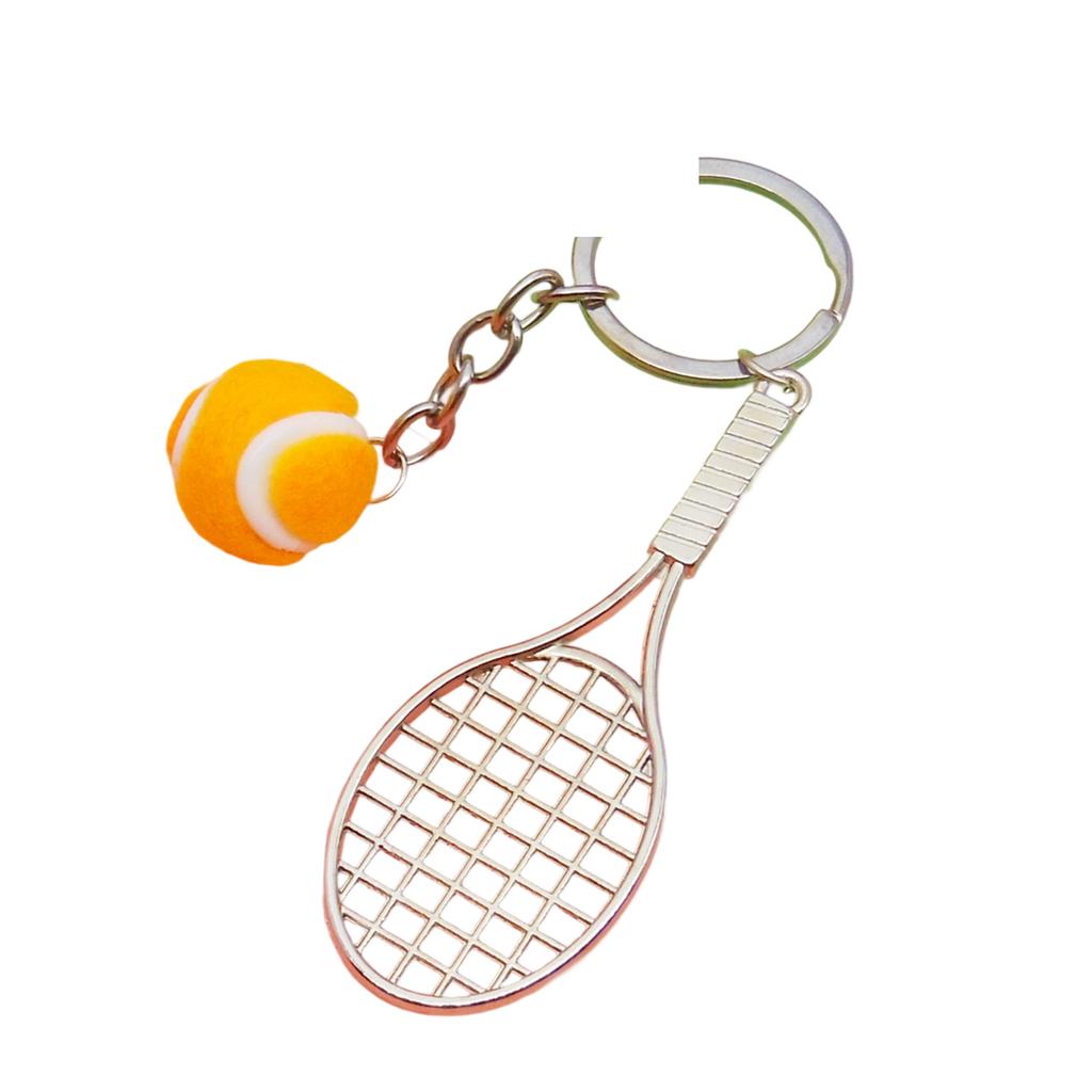Realistic Tennis Racket Keychain Stylish Zinc Alloy Keyring Handmade Sporty Accessory Gift For Sports Enthusiasts