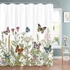 Tropická Zeleň Květinová Sprchová Závěs Kolibřík Motýl List Polyesterová Tkanina Omyvatelné Sprchové Závěsy Koupelnová Dekorace