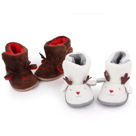 Winter Warm Christmas Cartoon Deer Baby Shoes Soft-soled Infant Toddler Boots