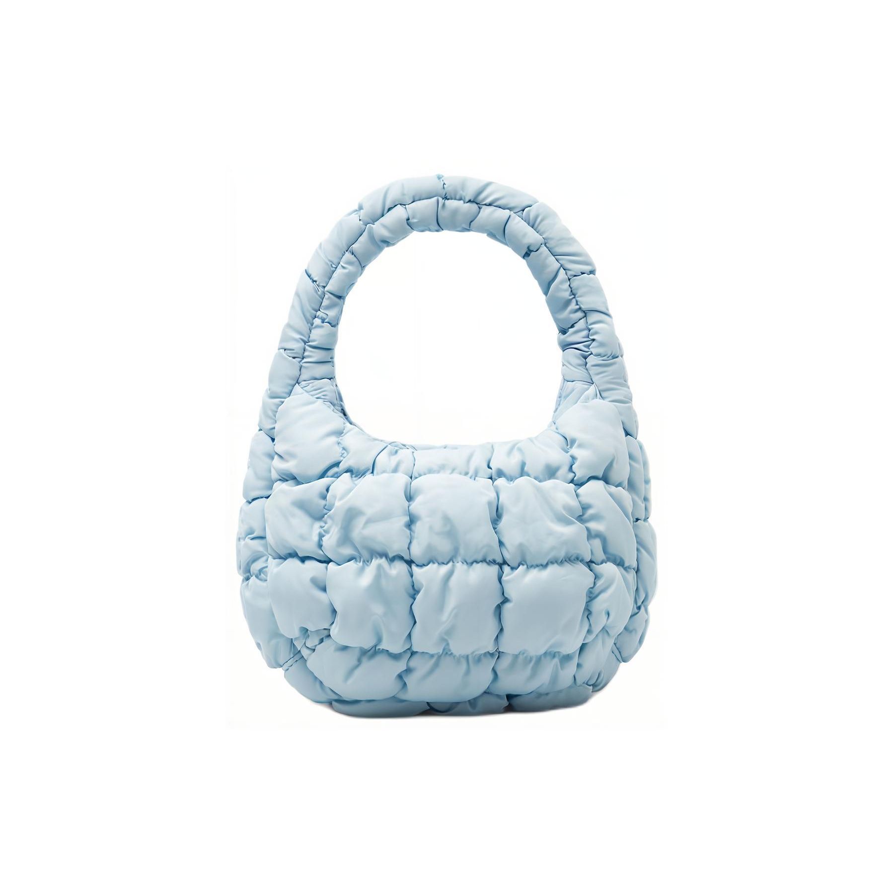 COS Quilted Texture Zipper Polyester Cloud Tote Bag Women tote bags Light-Blue 1218145001 Light Blue