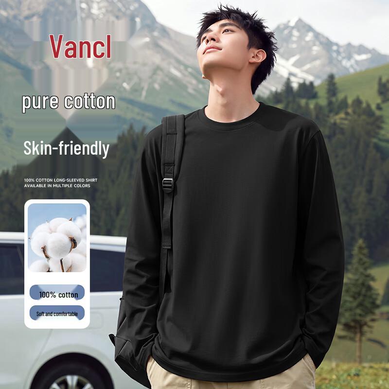 VANCL Men's Long-Sleeve Casual Oversized Cotton T-Shirt
