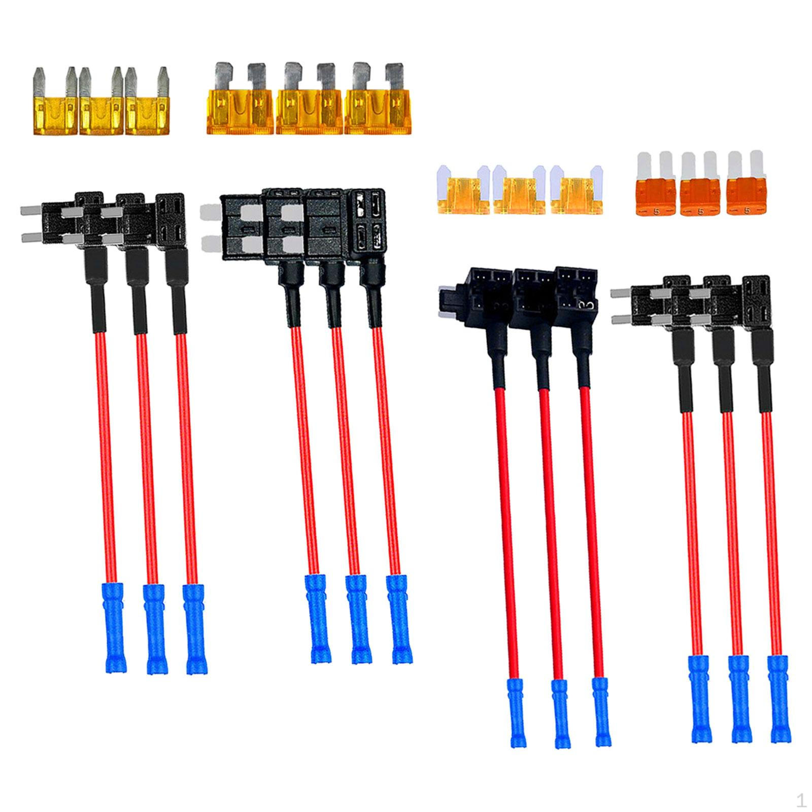 12 Pieces Car Add A Circuit Fuse Tap Adapter Set Dual Slot Holders Spare Parts Direct Replaces