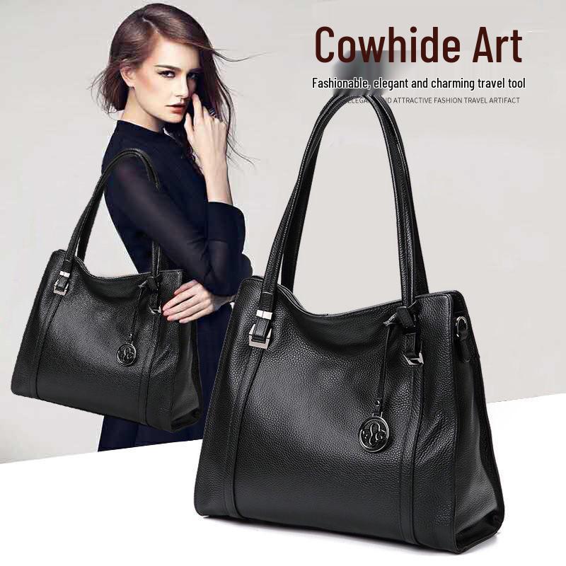 Qian Dian Women's 2025 Fashion Genuine Leather Large Capacity Cowhide Shoulder Crossbody Bag