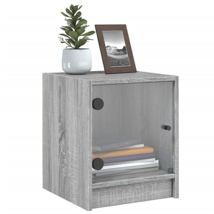 Maison Exclusive - Table de chevet avec porte en verre sonoma gris 35x37x42 cm