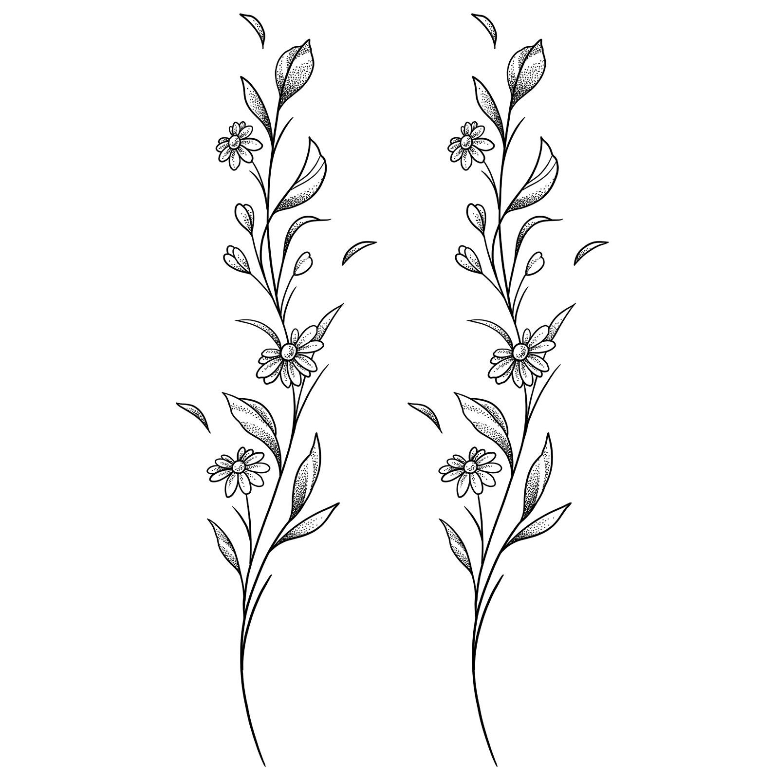 Small Fresh And Simple Butterfly Wicker Flower Plain Flower Waist Belly Arm Tattoo Sticker 9*15