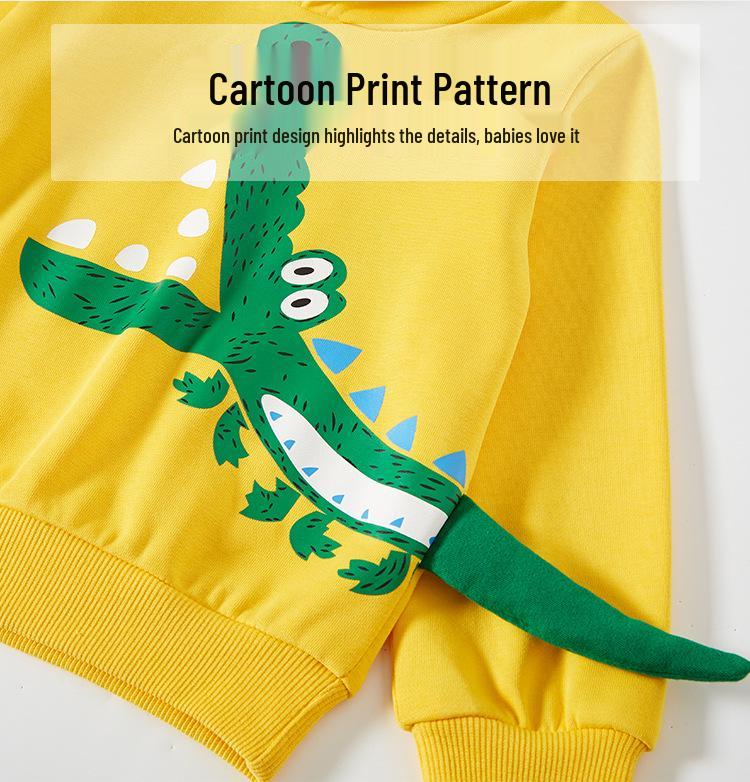 Vorstellung der Herbstkollektion 2026: Kinder 3D Krokodil Cartoon Kapuzenpullover – Reine Baumwolle, Trendiges Design für Jungen.