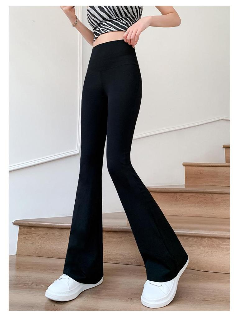 Women's High Waist Black Micro Flare Slimming Pants