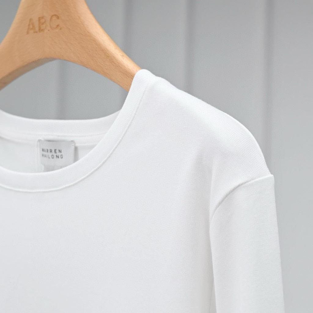 Warren Hailong Casual Black & White Cotton Round Neck Stretch Long Sleeve Base Layer Tee LST033
