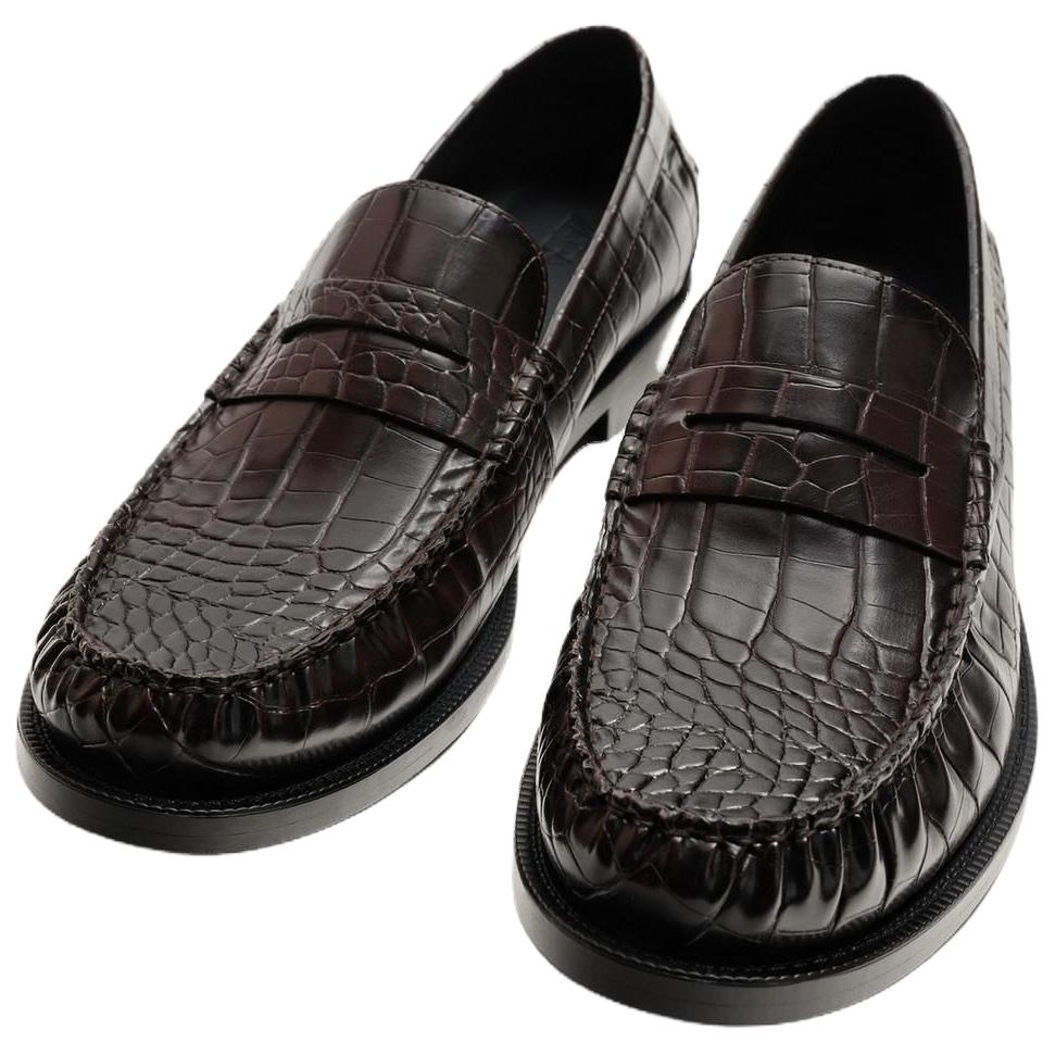 Zara Pu Fashion Slip-On Loafers Men Loafers Brown 2610620700