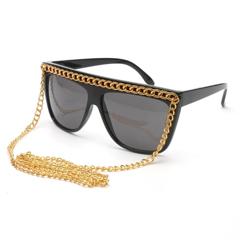 

Stylish Gold Chain Eyeglasses Novelty Cosplay Party Sunglasses For Women Men Music Festival Halloween Parties Cosplay 1 чорний
