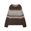 European and American Style, French Style, Women's Clothing, Fashionable and Versatile Color-rubbing Effect Jacquard Knitted Sweater 9598207
