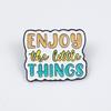 Classic English Quotes Brooch: Simple Geometric Badge for Clothing and Bags