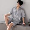 Men's ice silk pajamas short-sleeved shorts summer thin simple cardigan high-end simulation silk loungewear set